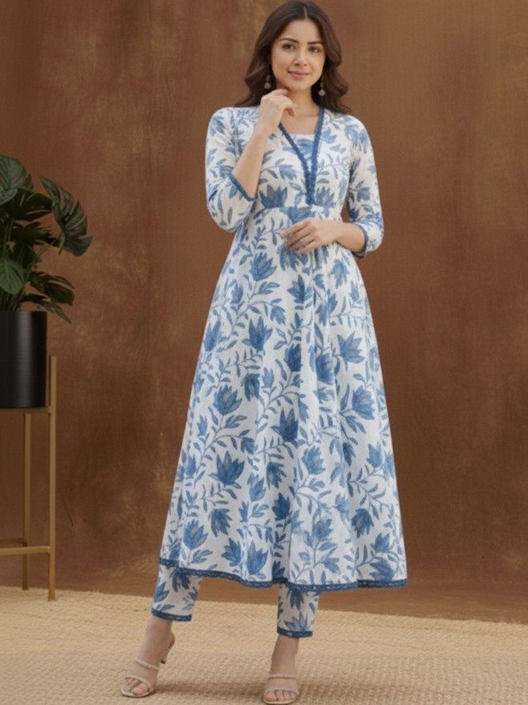 NAROLA TEXTILE Floral Cotton Printed Tunic with Trousers