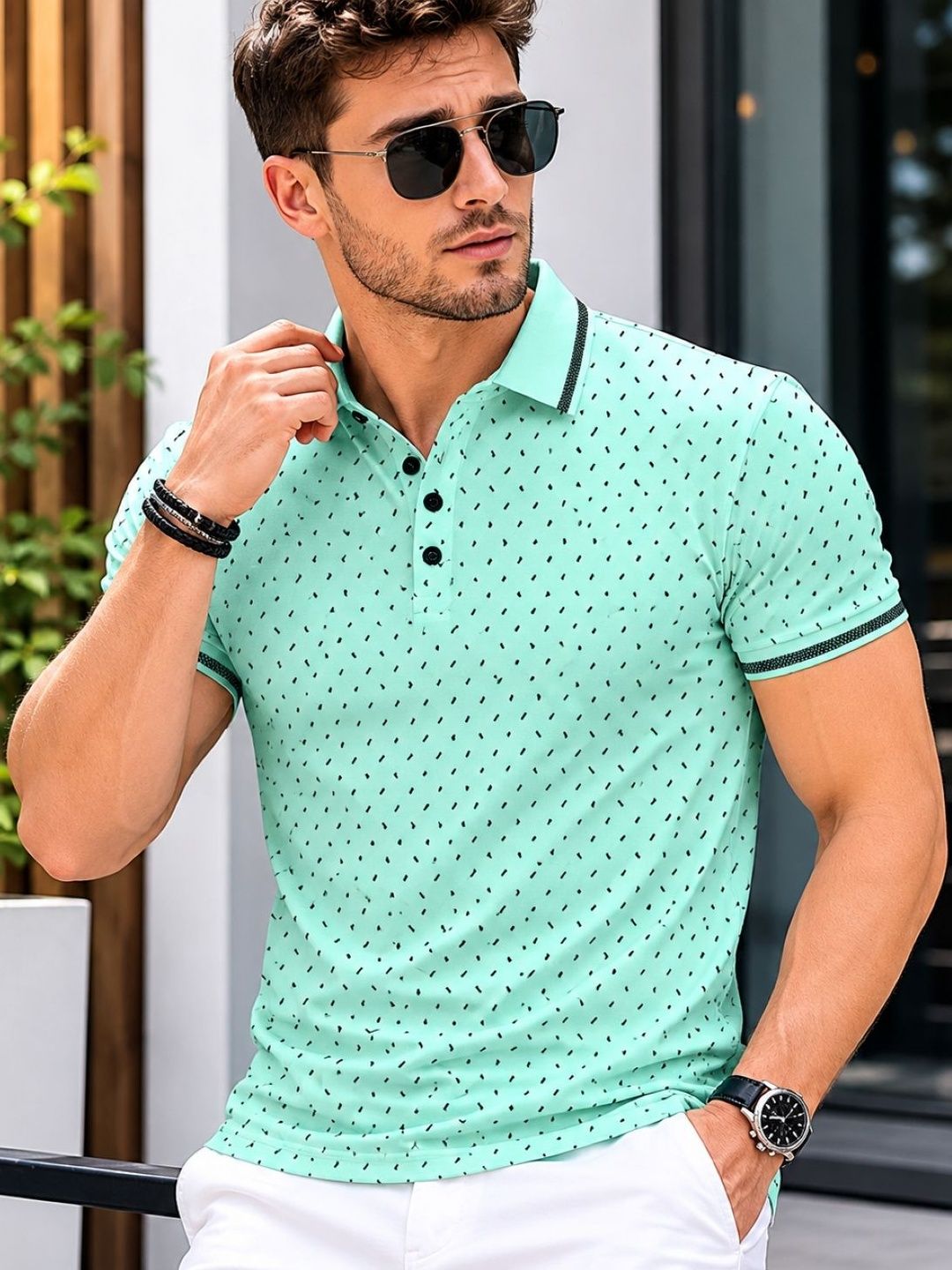 Moda Rapido Men Printed Polo Collar T-shirt