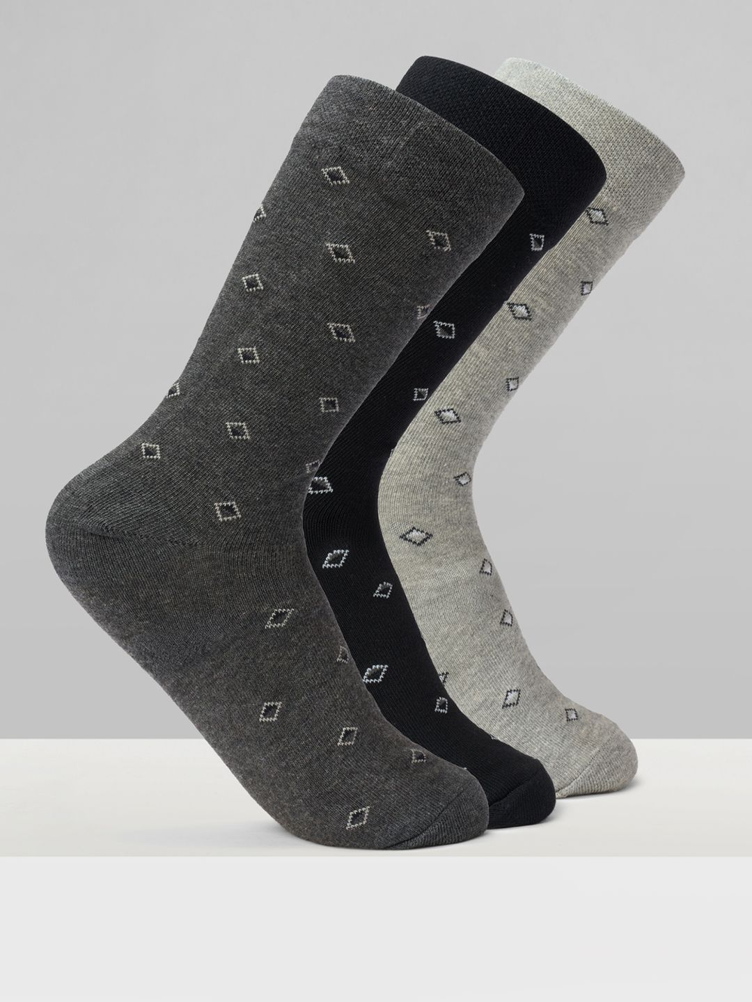Urban Ranger by pantaloons Men Pack of 3 Cotton Blend Assorted Patterned Calf Length Socks