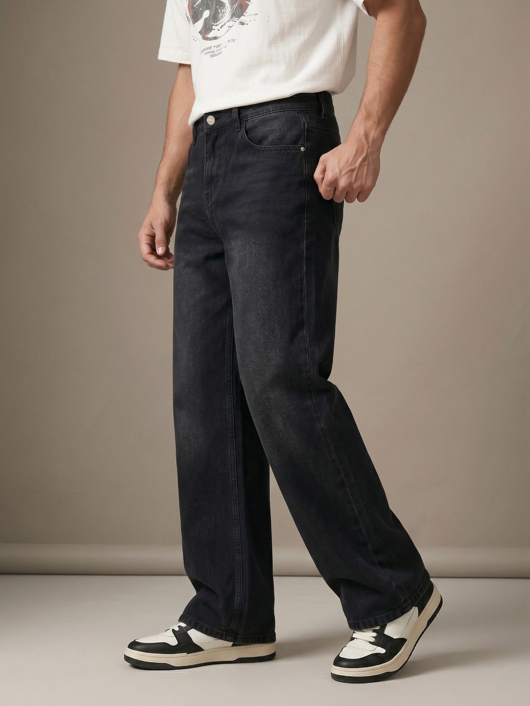 glitchez Men Loose Bootcut Fit Stretchable Jeans