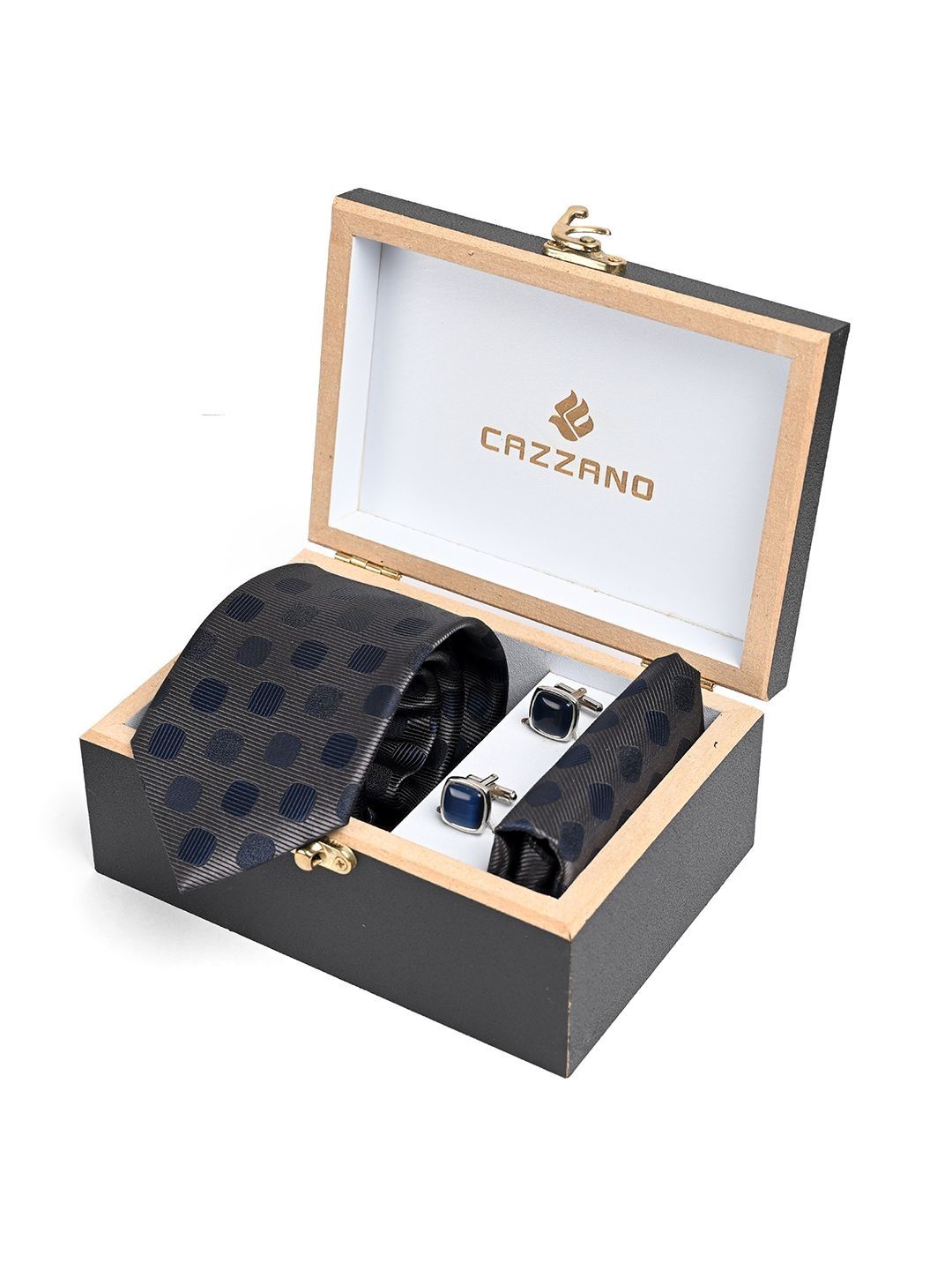 Cazzano Men Printed Tie & Cufflinks Set