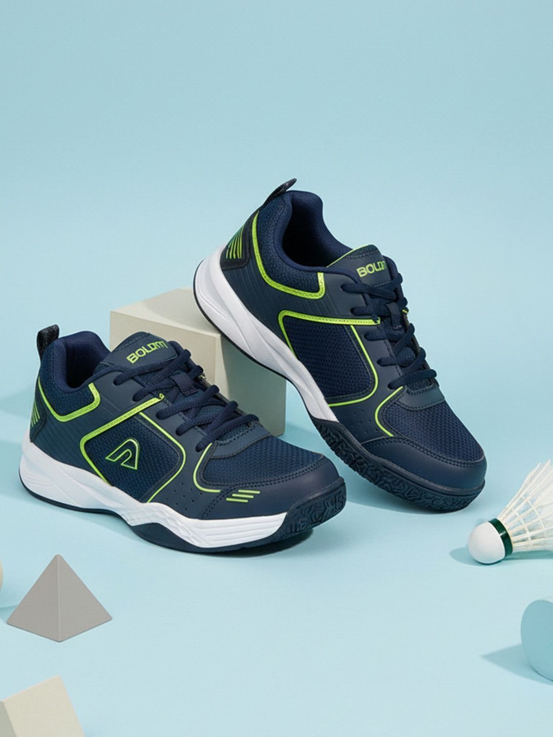BOLDFIT Men Black Neon Green Smashpro Badmintion Shoes