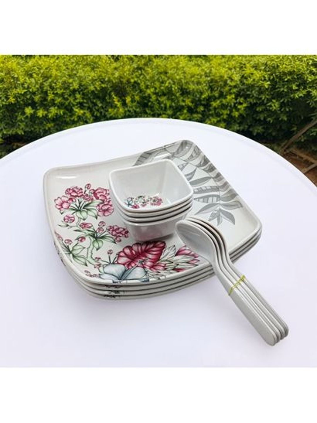 Inpro Multicoloured 2026 12 Pieces Melamine Easy to Clean Dinner Set of