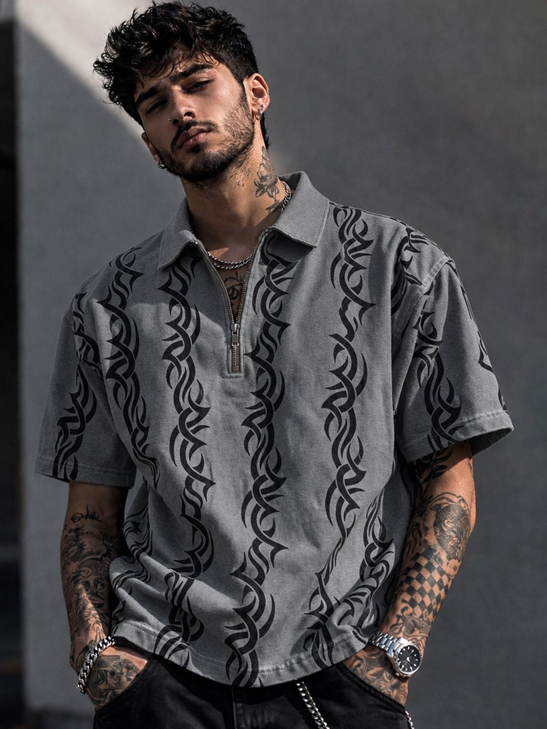 Force Men Printed Polo Collar T-shirt