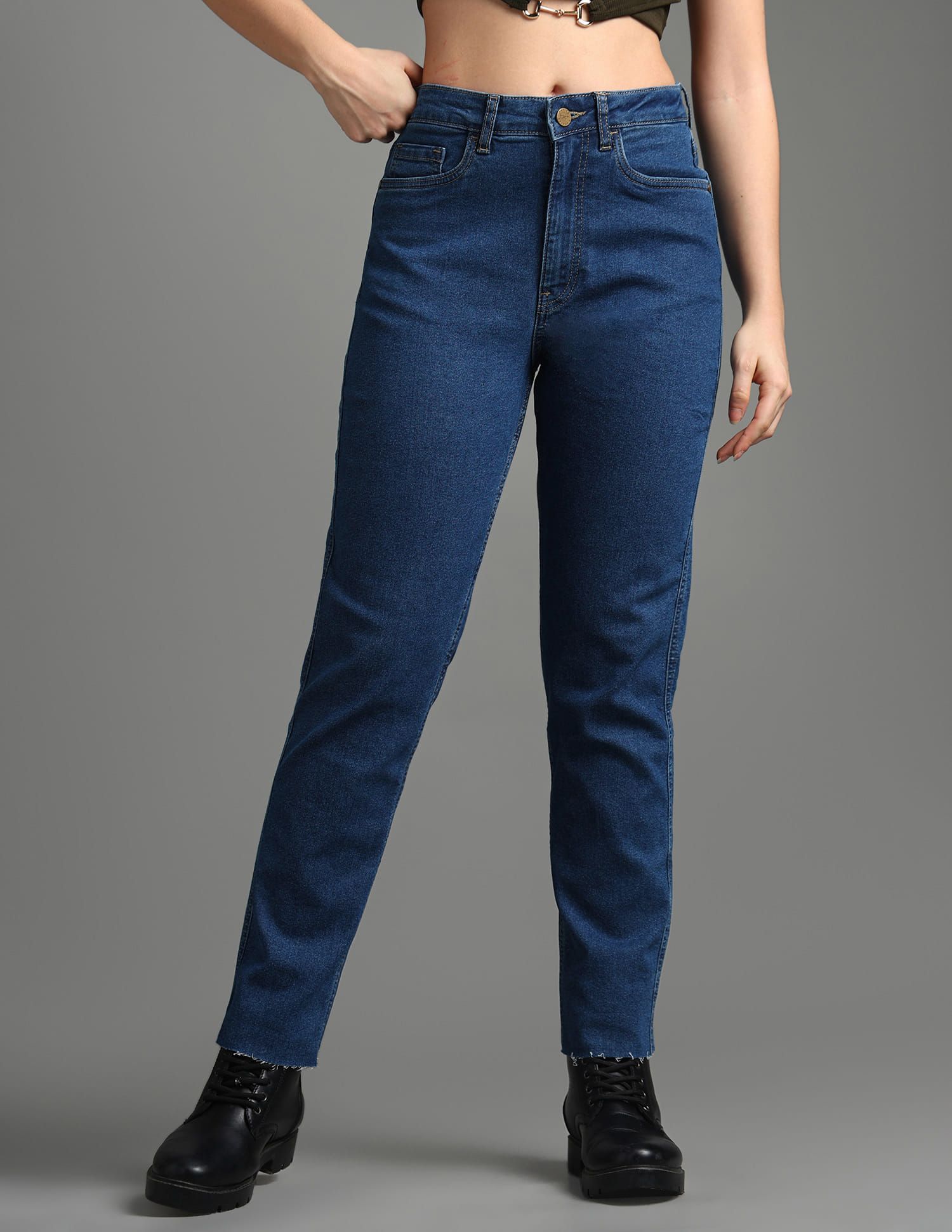 Flying Machine Flying Machine Women Straight Fit High-Rise Stretchable Jeans