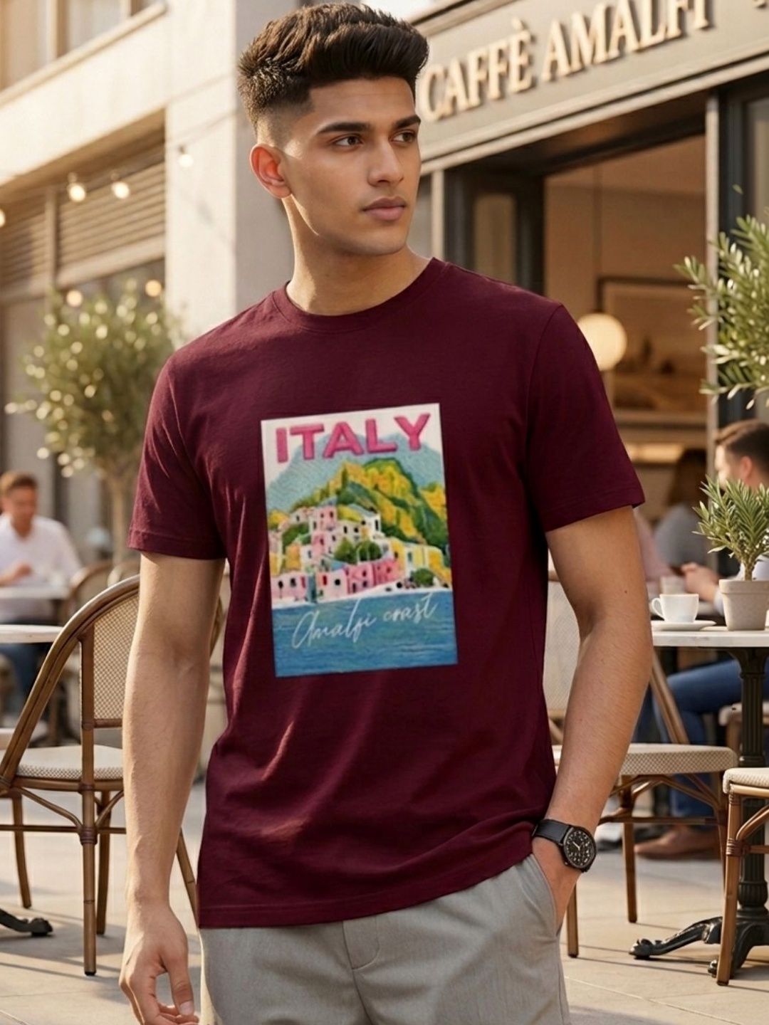 Rigo Graphic Printed Round Neck Cotton T-shirt