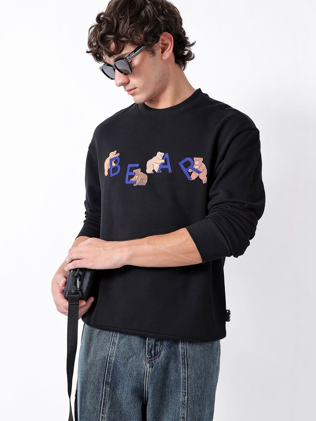 THE BEAR HOUSE Men Cotton Relaxed Fit Crew Neck Sweatshirt