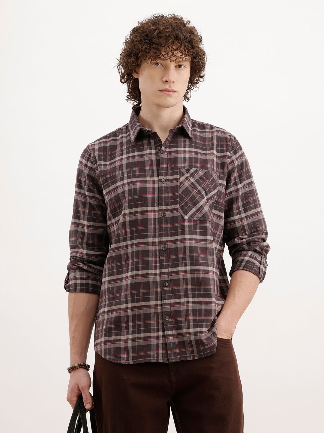 WROGN Checked Pure Cotton Casual Shirt