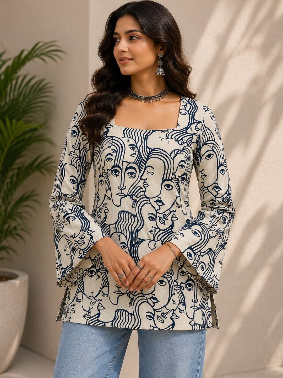 KALINI Women Printed Bell Sleeves Kurta
