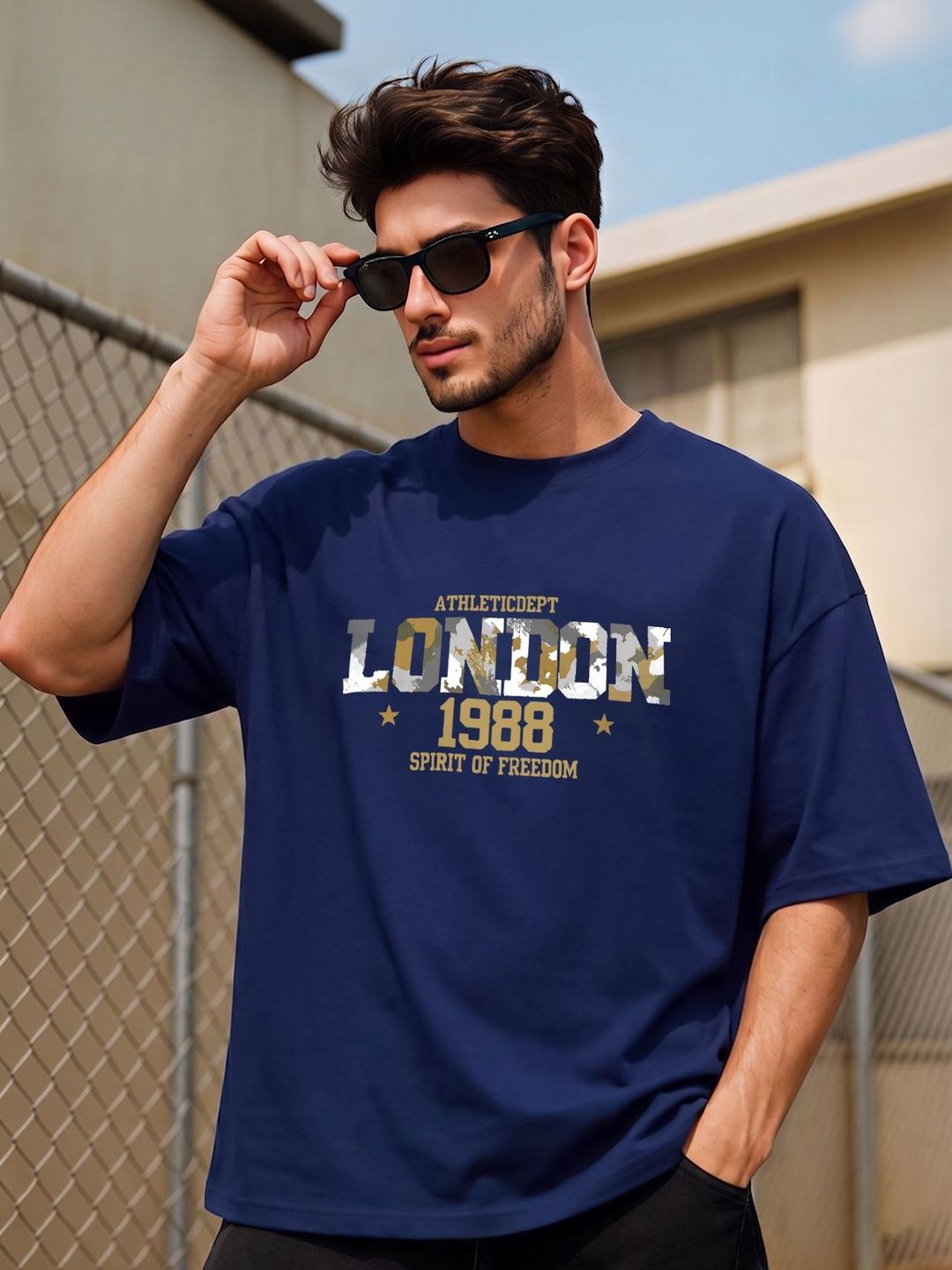 THE BEETEL HOUSE Men's Oversized Typography Printed T-shirt