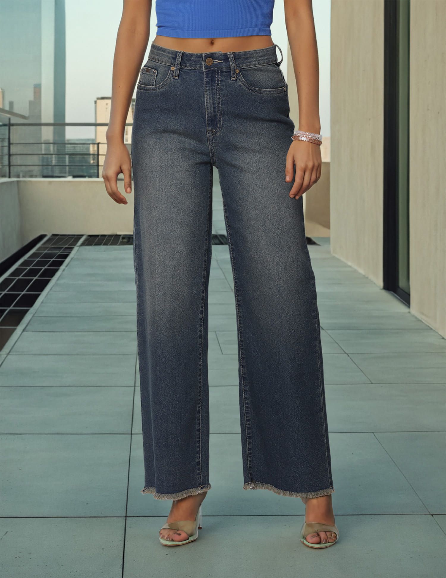 Flying Machine Flying Machine Women Wide Leg High-RiseWide Leg Light Fade Clean Look Stretchable Jeans