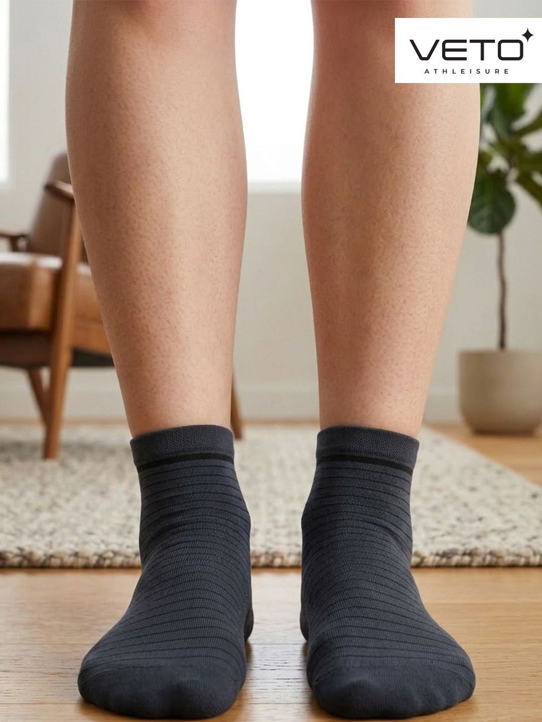 VETO ATHLEISURE Men Cotton Assorted Striped Ankle Length Socks