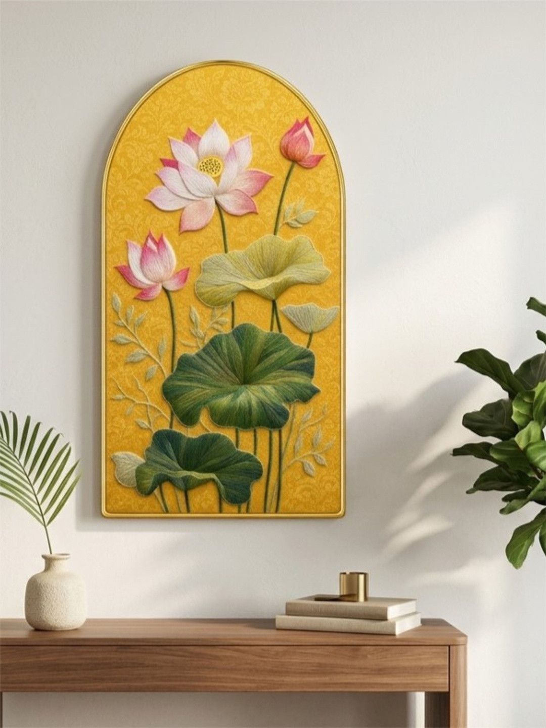 SAF SAF  Yellow MDF Lotus Flower Portrait Wall Art - 30'' x 16''