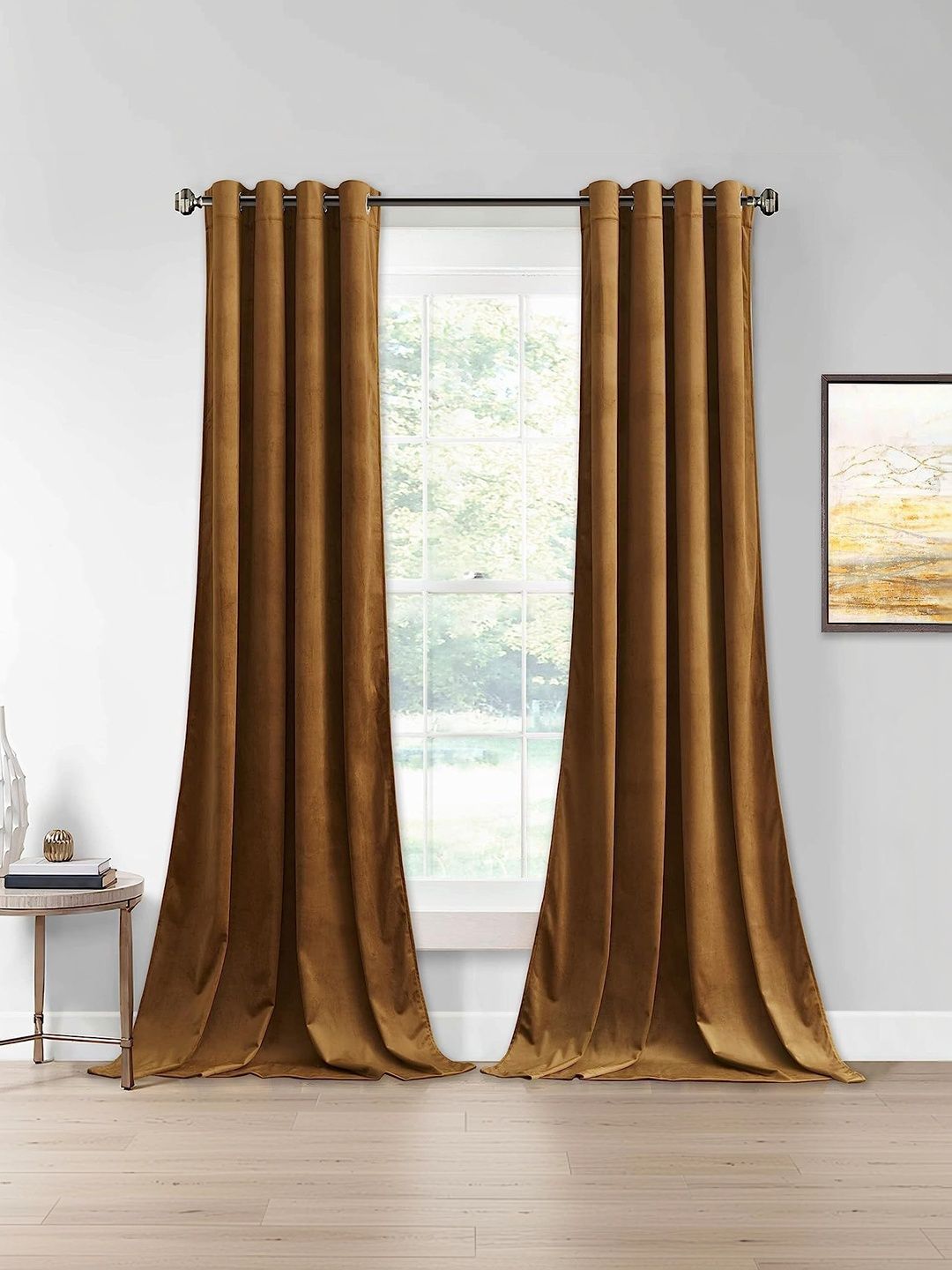 KNOTTING HOME Brown Room Darkening Long Door Curtain