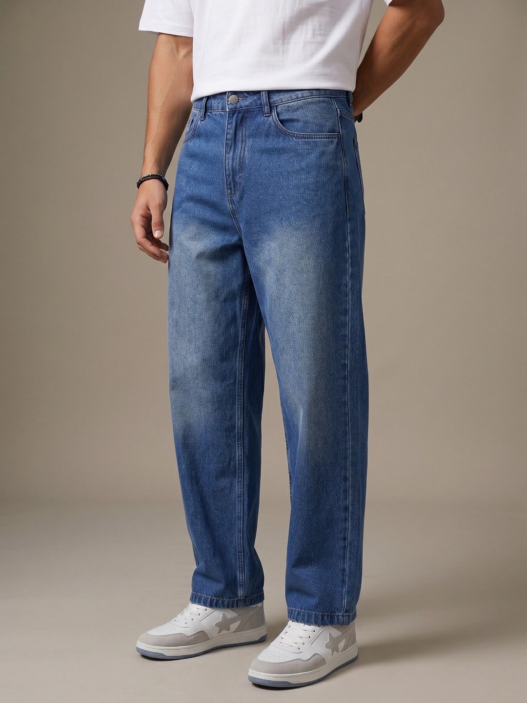 glitchez Men Barrel Fit Light Fade Jeans