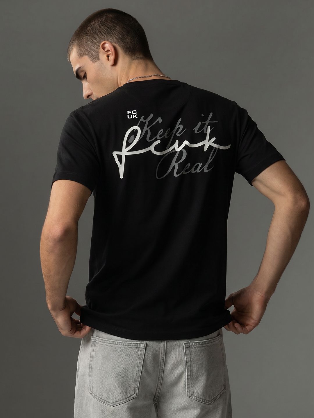 FCUK Men Brand Logo Printed Pure Cotton T-shirt