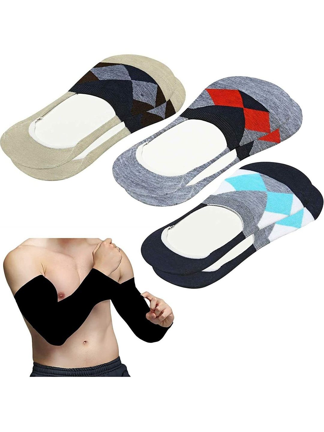Faton Men Cotton Patterned Shoe Liners Socks