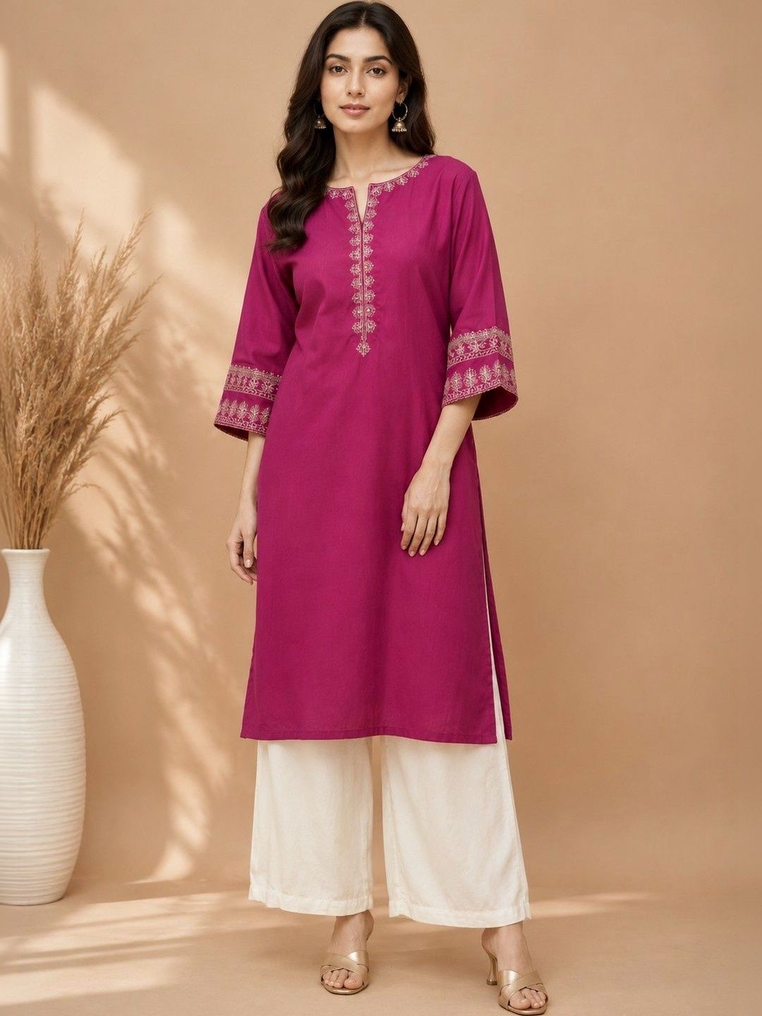 KPF Women Embellished Thread Work Kurta