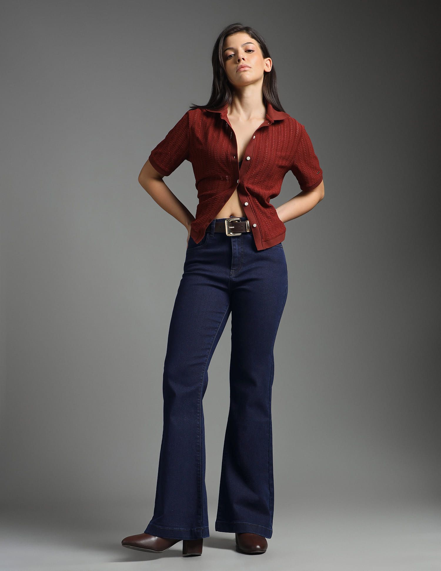 Flying Machine Flying Machine Women Flared High-Rise Stretchable Jeans