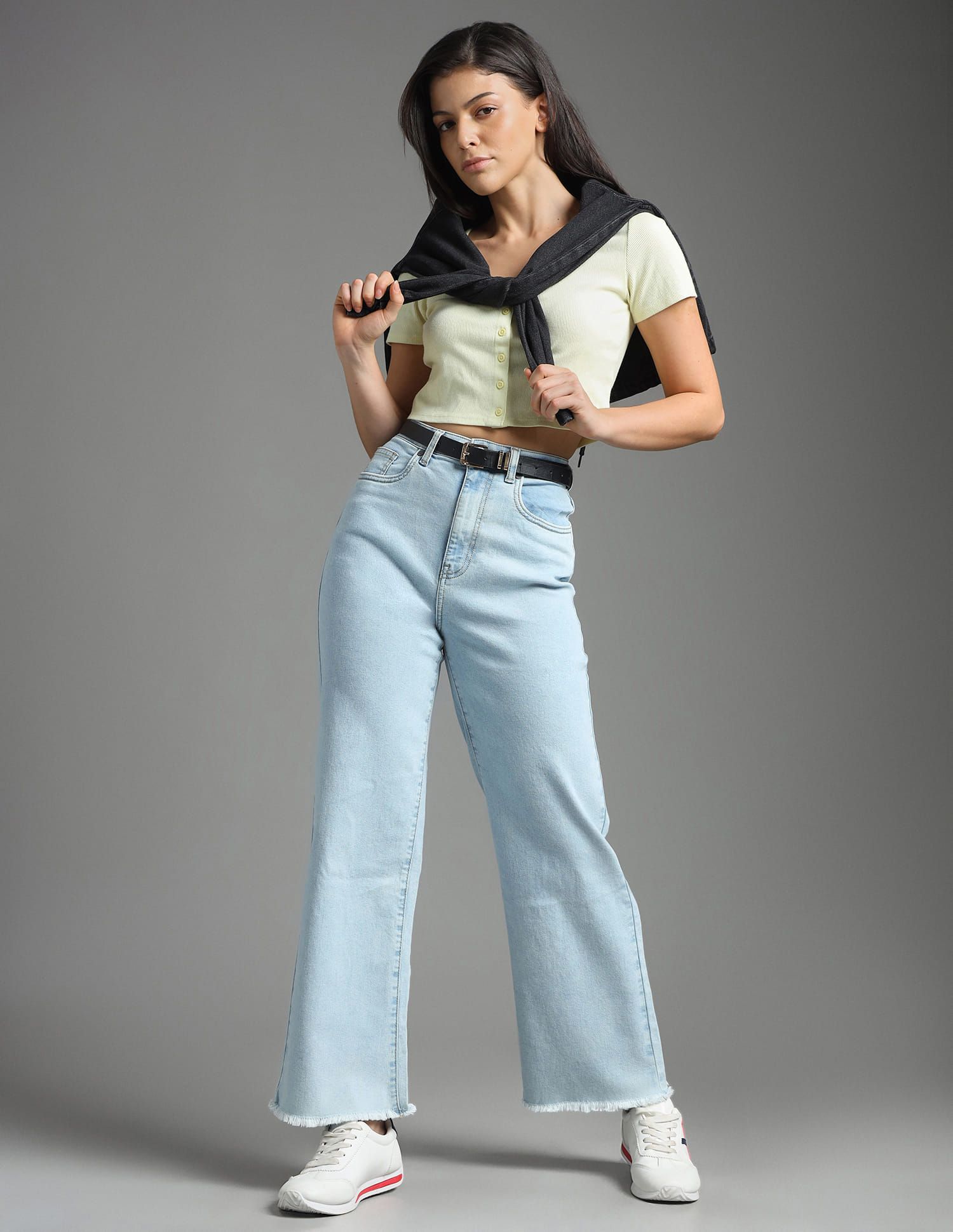 Flying Machine Flying Machine Women Bootcut High-Rise Heavy Fade Clean Look Wide Leg Stretchable Jeans