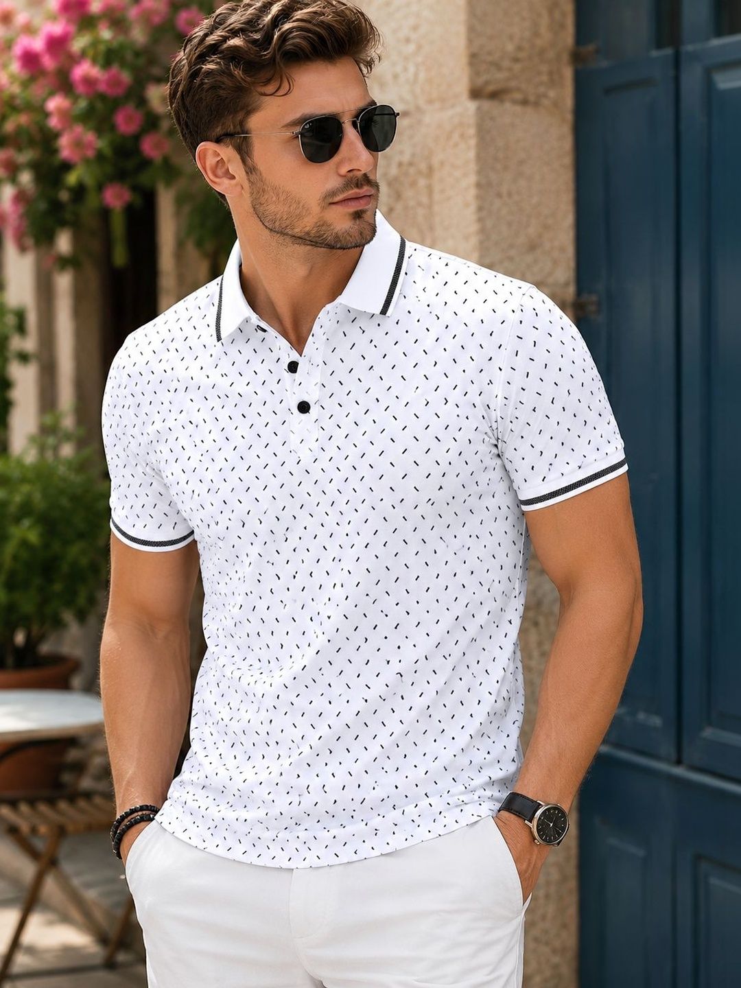 Moda Rapido Men Printed Polo Collar T-shirt