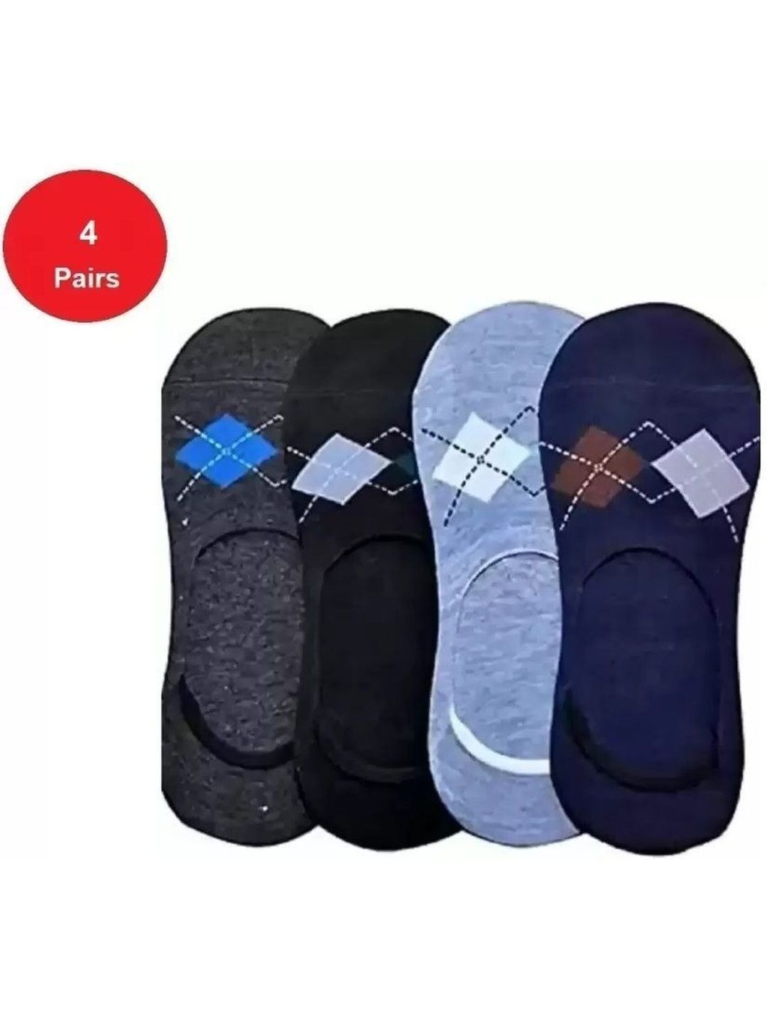 Faton Men Pack of 4 Cotton Patterned Shoe Liners Socks