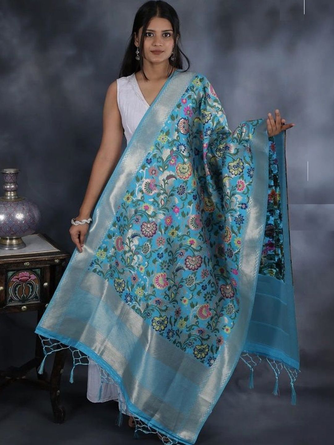 SILK BLISS Woven Design Dupatta with Zari