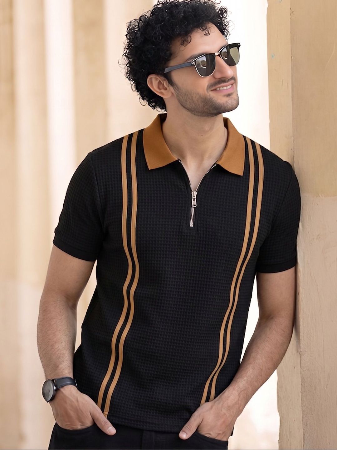 THE BEETEL HOUSE Men Polo Collar T-shirt