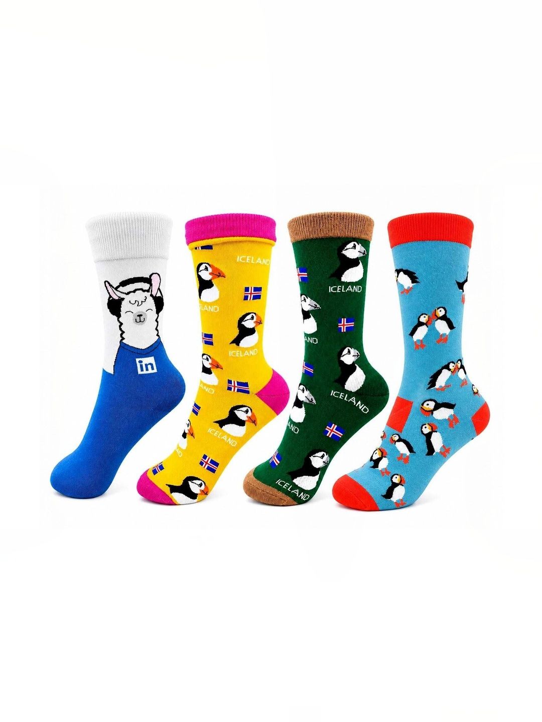 Faton Men Pack of 4 Cotton Patterned Calf Length Socks