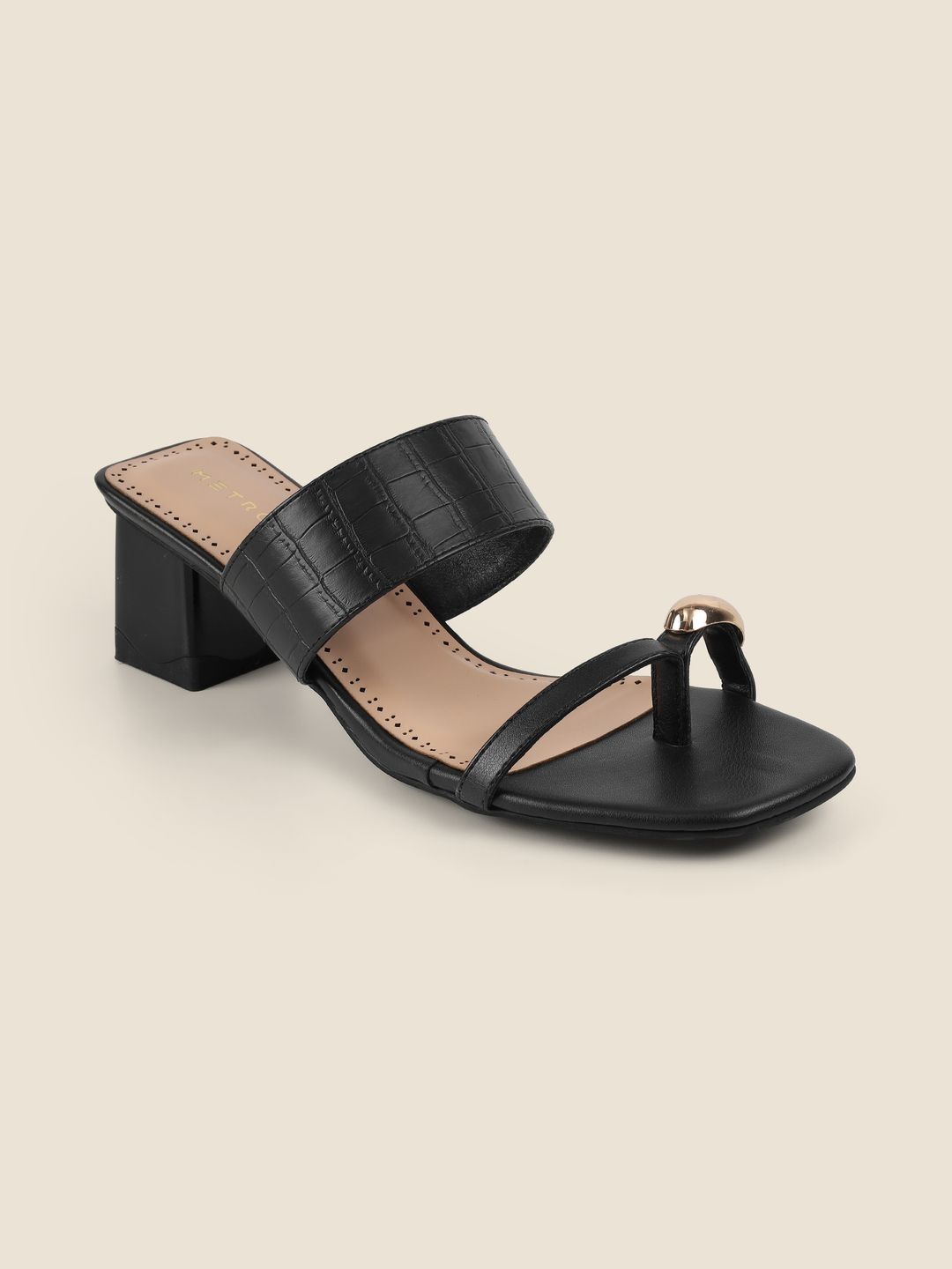 Metro Metro Textured Block Sandals with Buckles