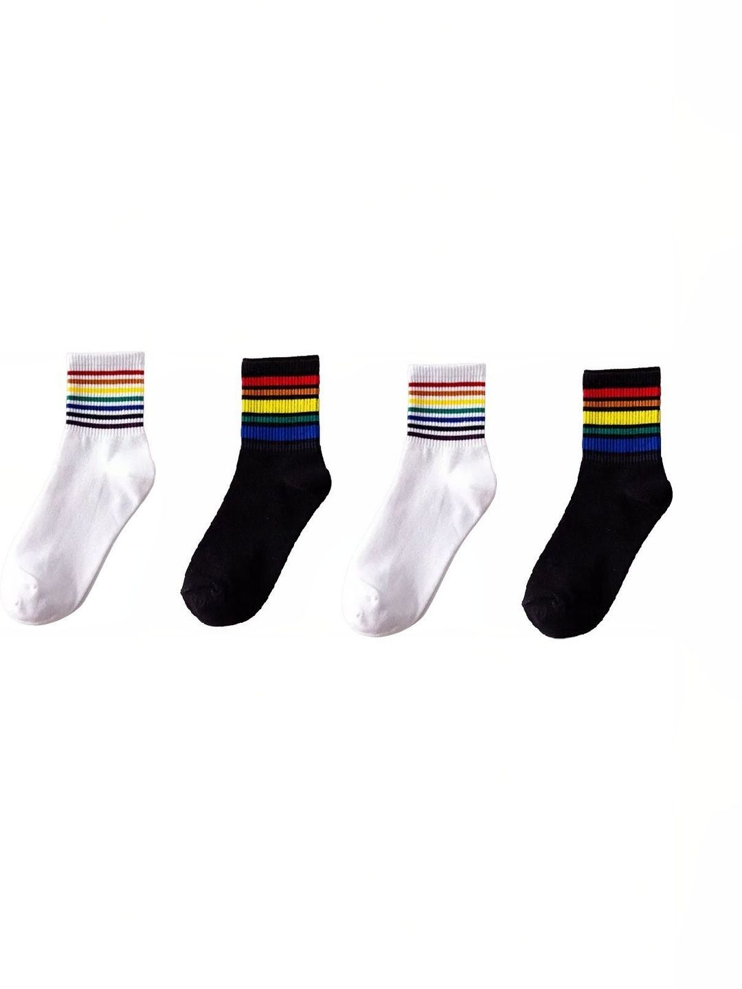 Faton Unisex Pack of 4 Cotton Striped Ankle Length Socks