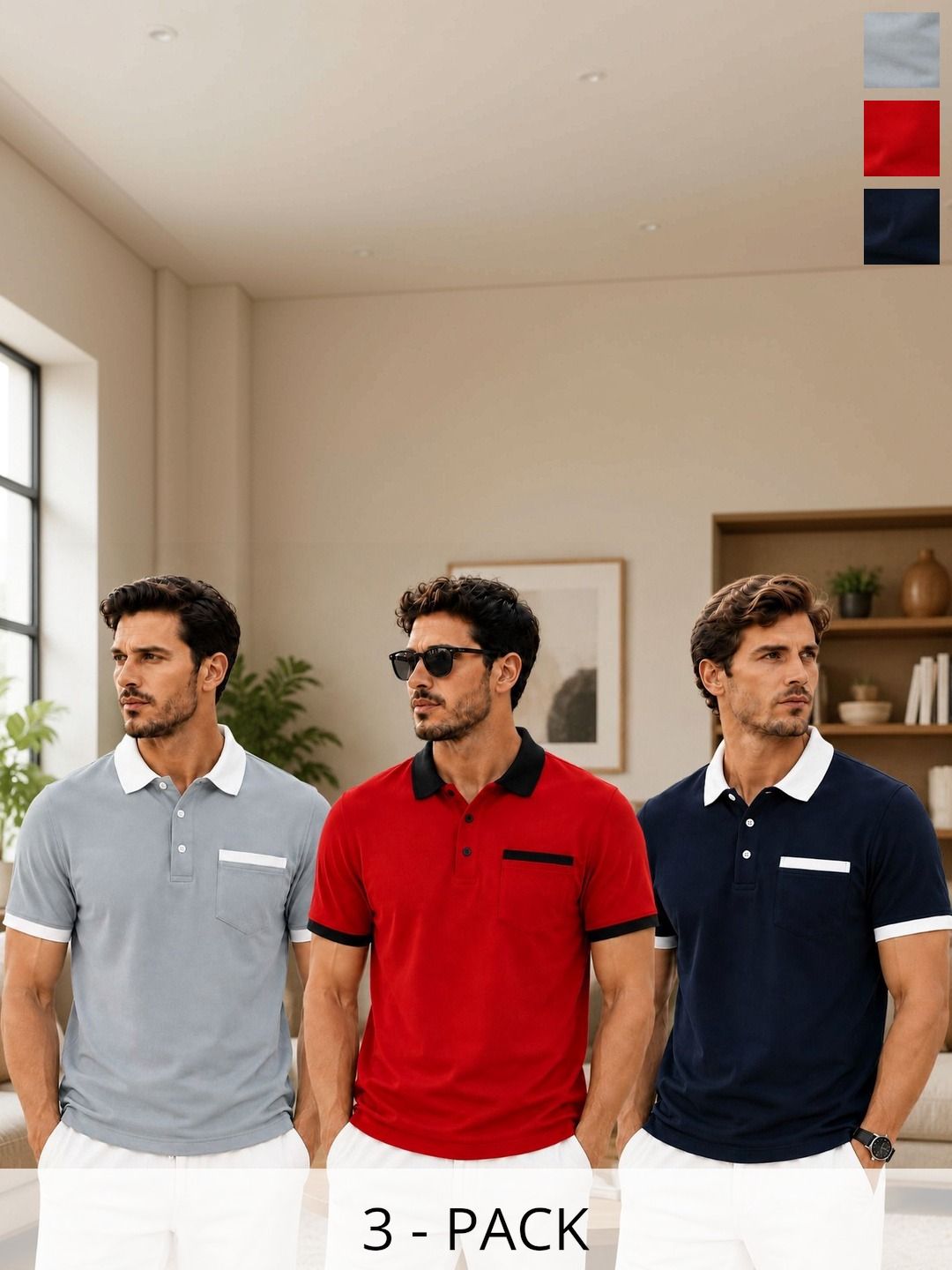 SCUBA Men 3 Polo Collar Pockets T-shirt