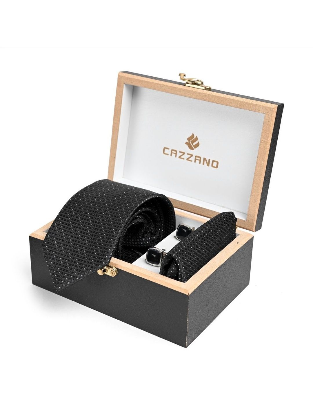 Cazzano Men Checked Tie & Cufflinks Set