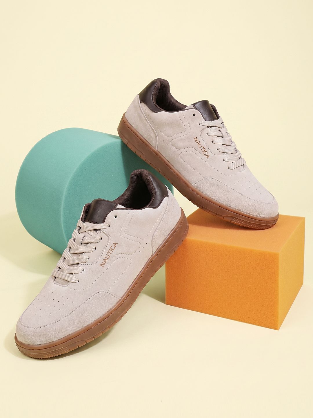 Nautica Men Grey Suede Sneakers