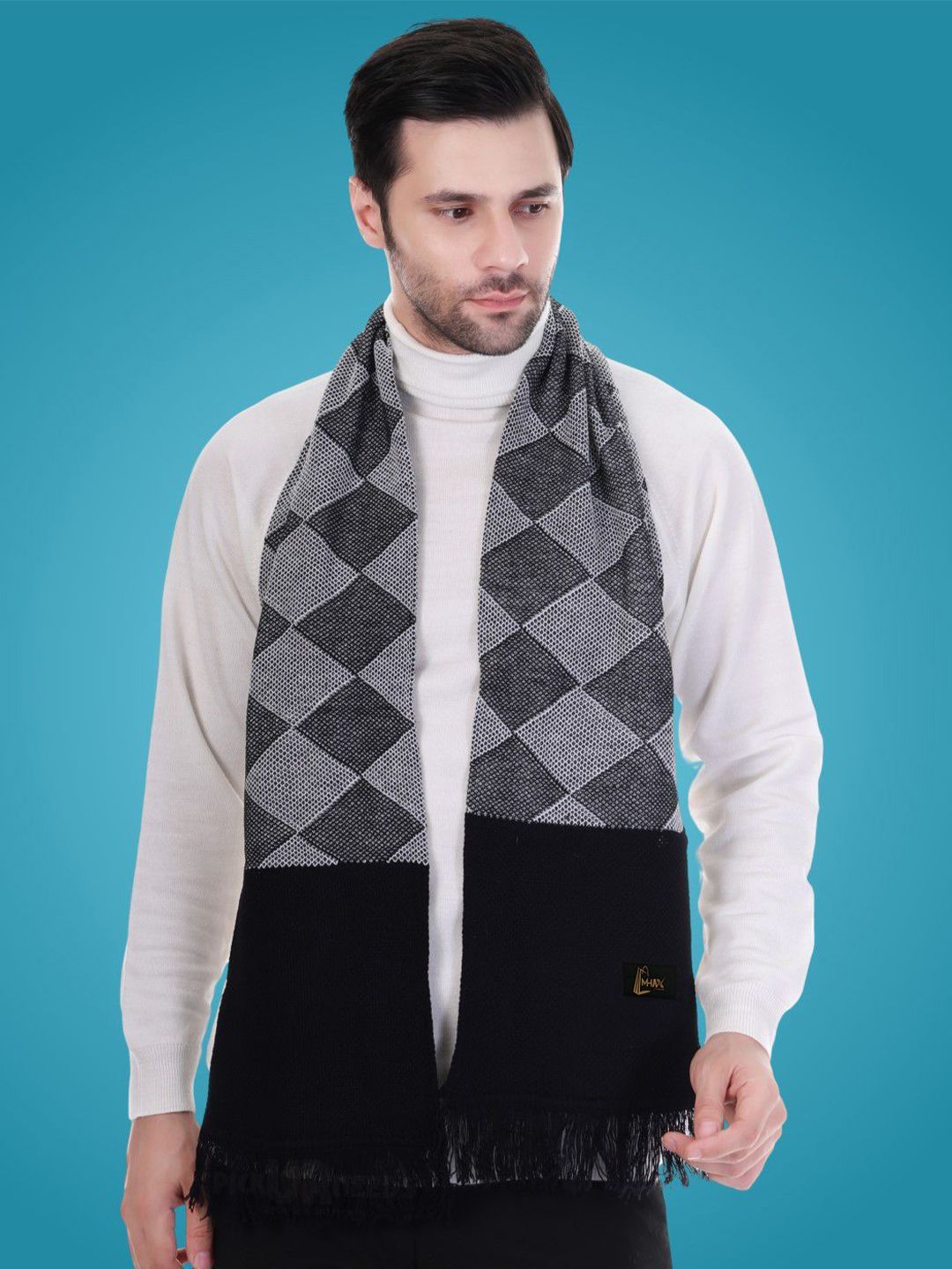 MHAX Men Checked Merino Wool Mufflers