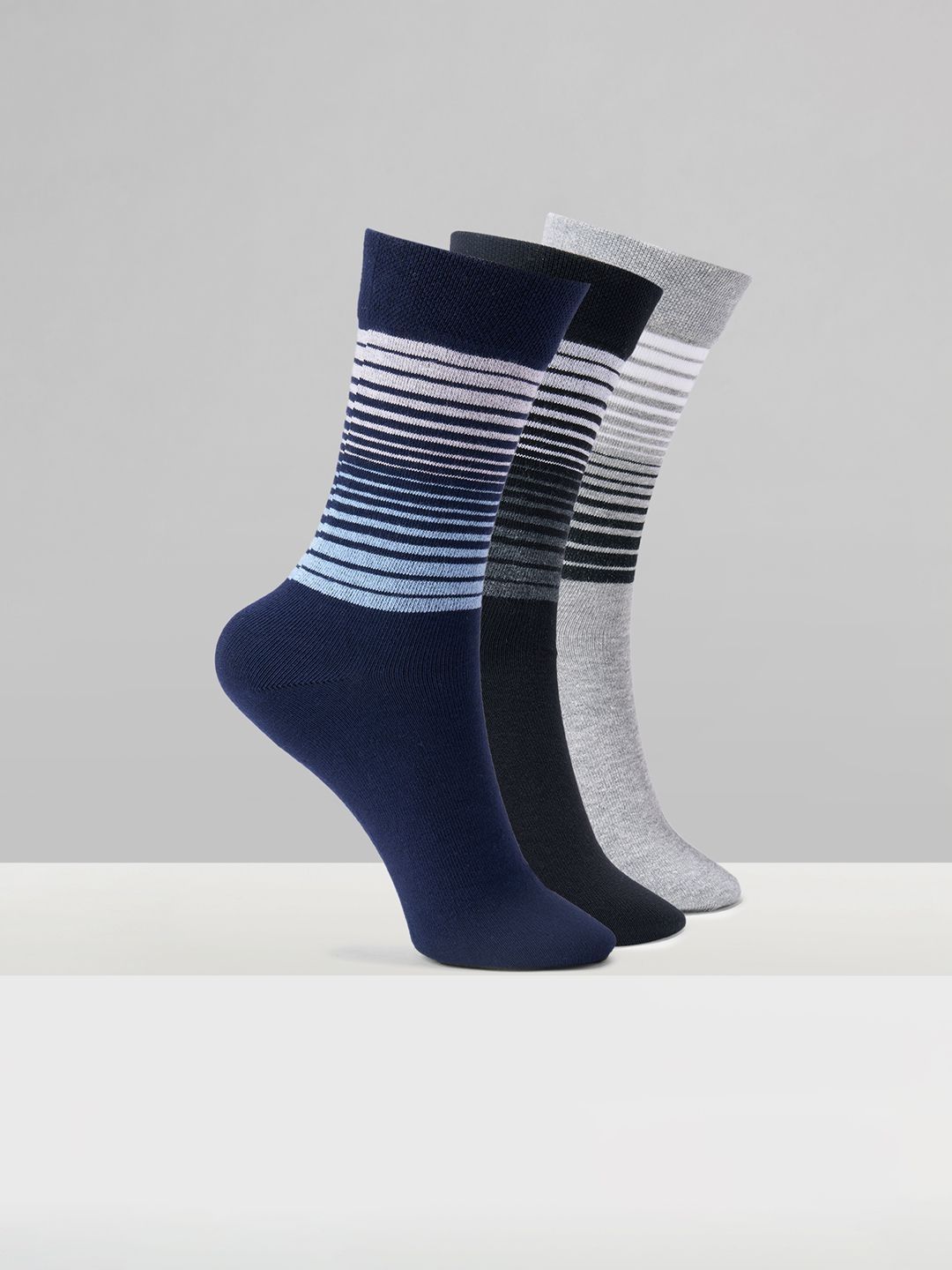Urban Ranger by pantaloons Men Pack of 3 Cotton Blend Assorted Striped Above Ankle Socks