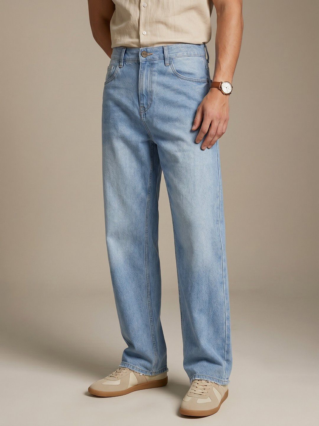 glitchez Men Baggy Light Fade Stretchable Jeans