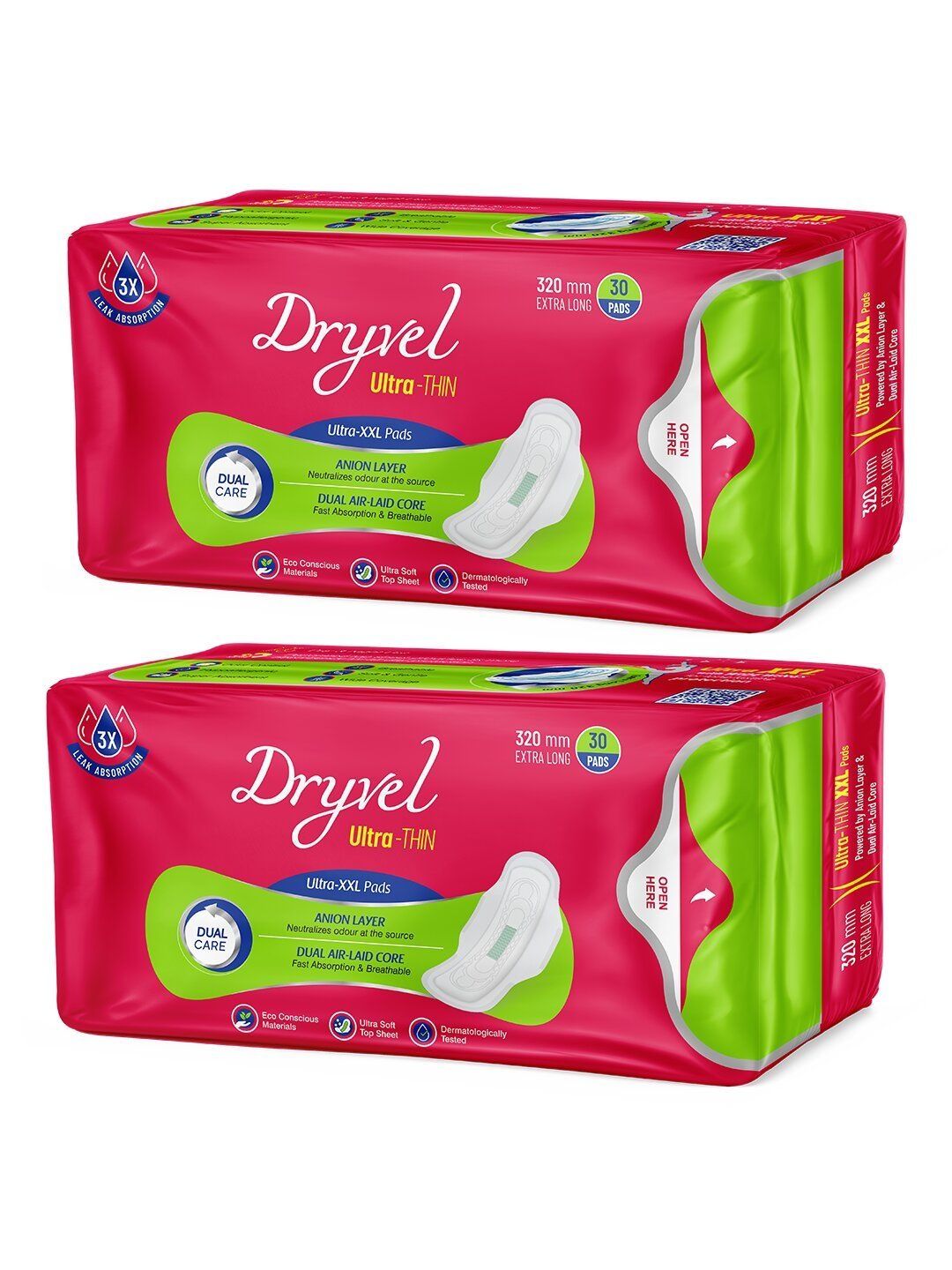Dryvel Dryvel Set Of 2 Ultra Long Protection Sanitary Pads With Wider Wings XXL- 30 Pcs Each