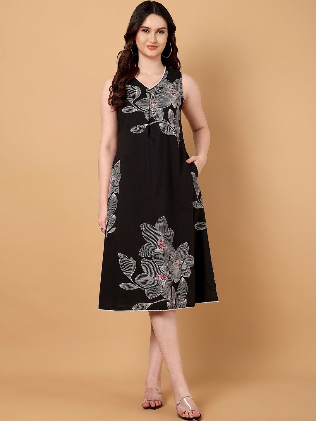Azira Print Fit & Flare Midi Dress