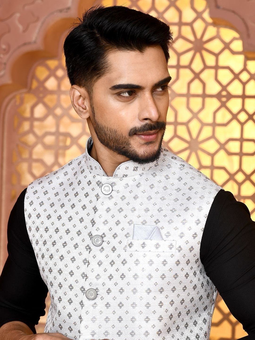 WANAS Woven Design Art Silk Woven Nehru Jackets