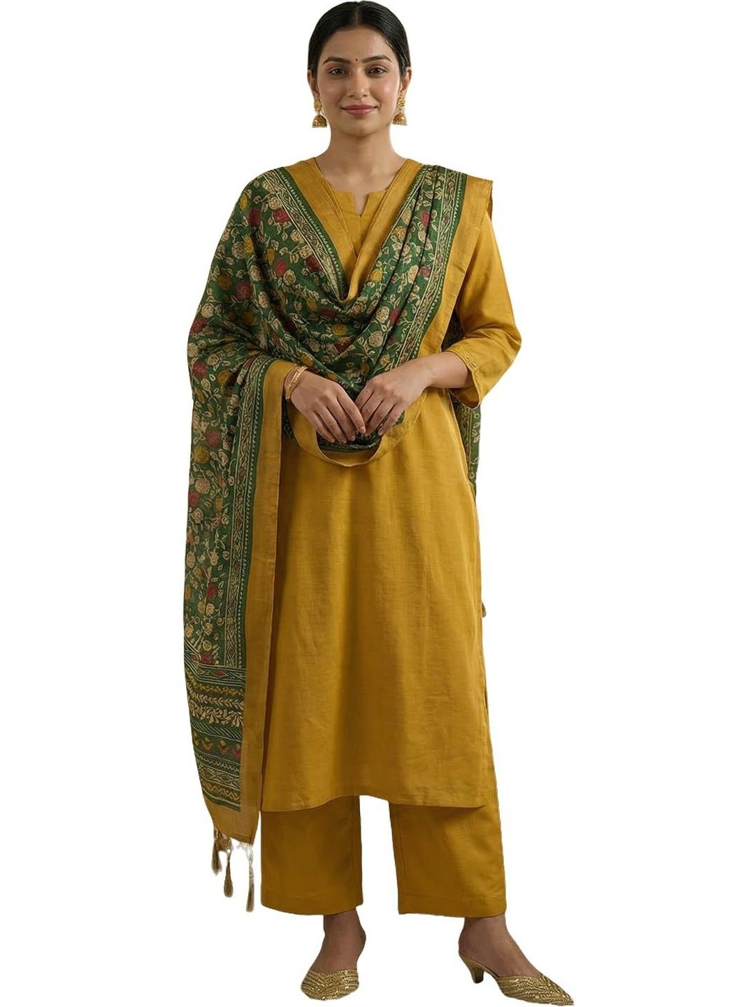 KAHIRAA WHOLETEX Floral Block Printed Ajrakh Dupatta