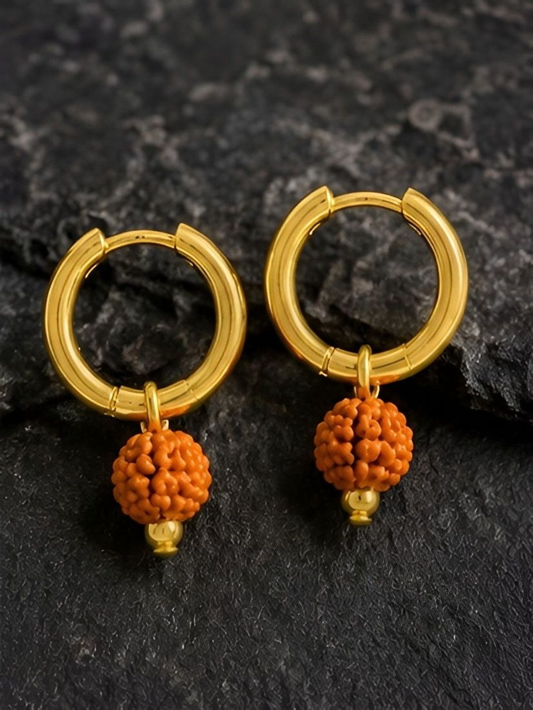 VS Unique Collection Unisex Gold-Plated Stainless Steel Circular Hoop Earrings