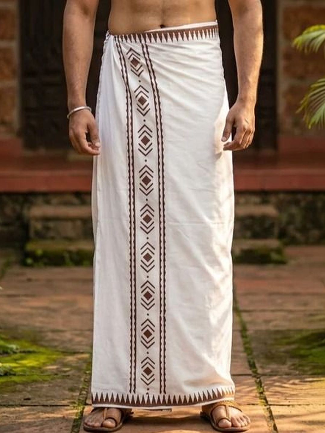 CRYSTAL HEAL Men Printed Cotton Blend Dhoti Dhotis