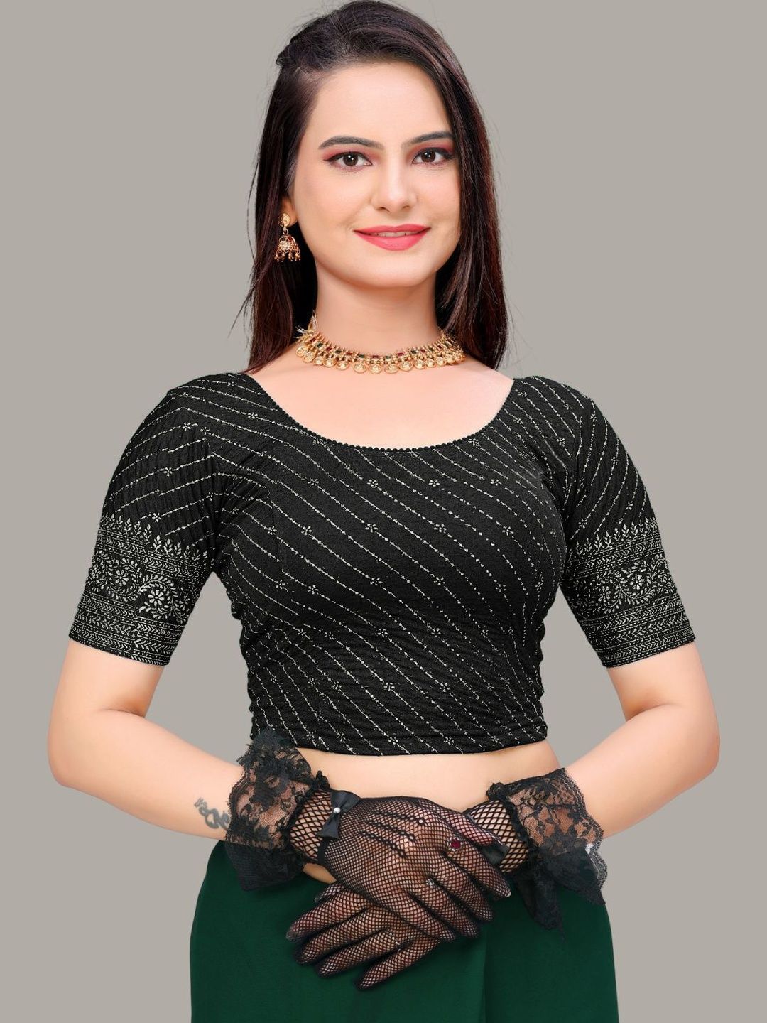 MISS WEARS MISS WEARS Woven Design Zari Saree Blouse