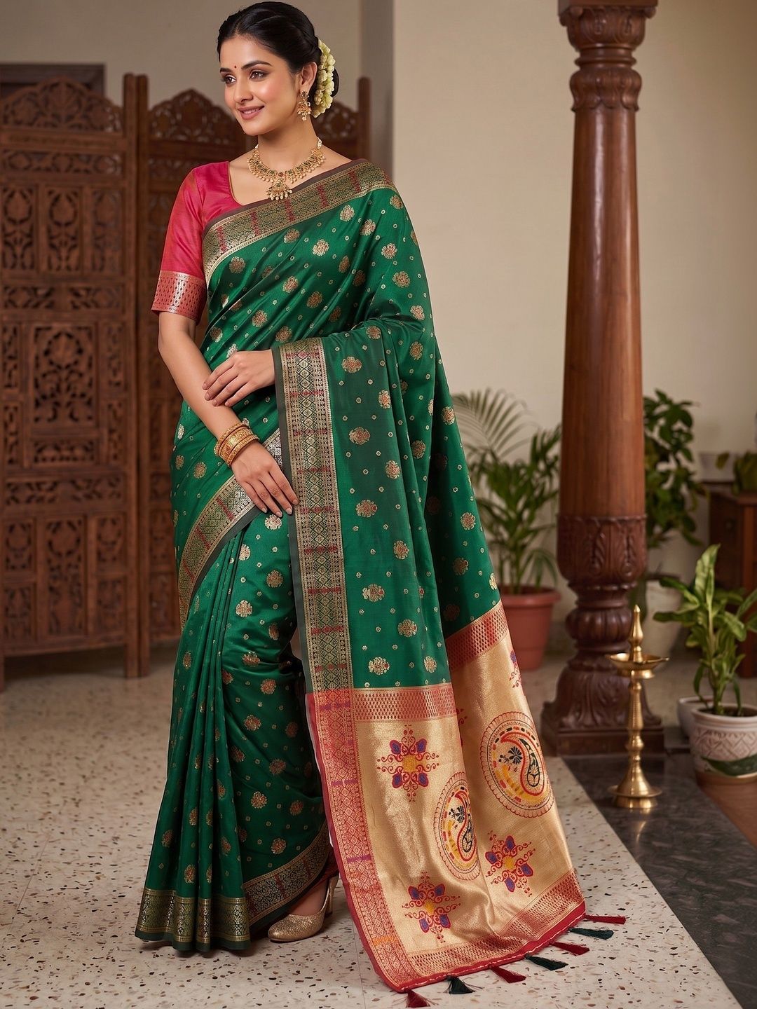 R K MANIYAR Woven Design Zari Silk Cotton Designer Patola Saree