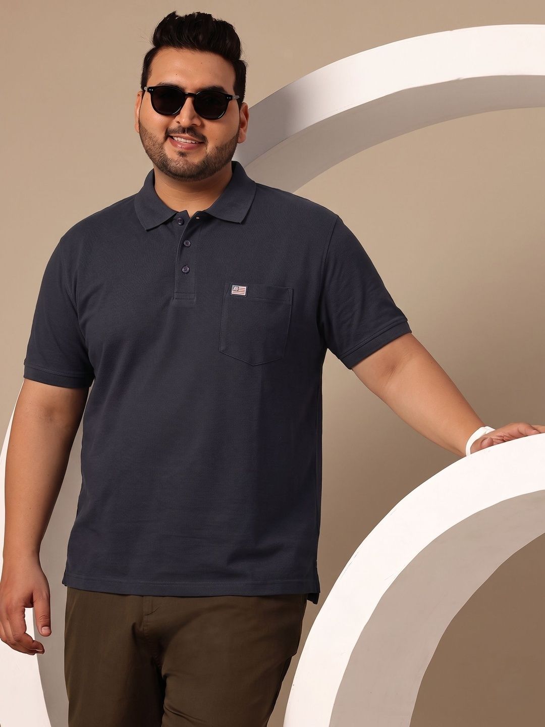 Sztori Men Brand Logo Polo Collar Pockets T-shirt