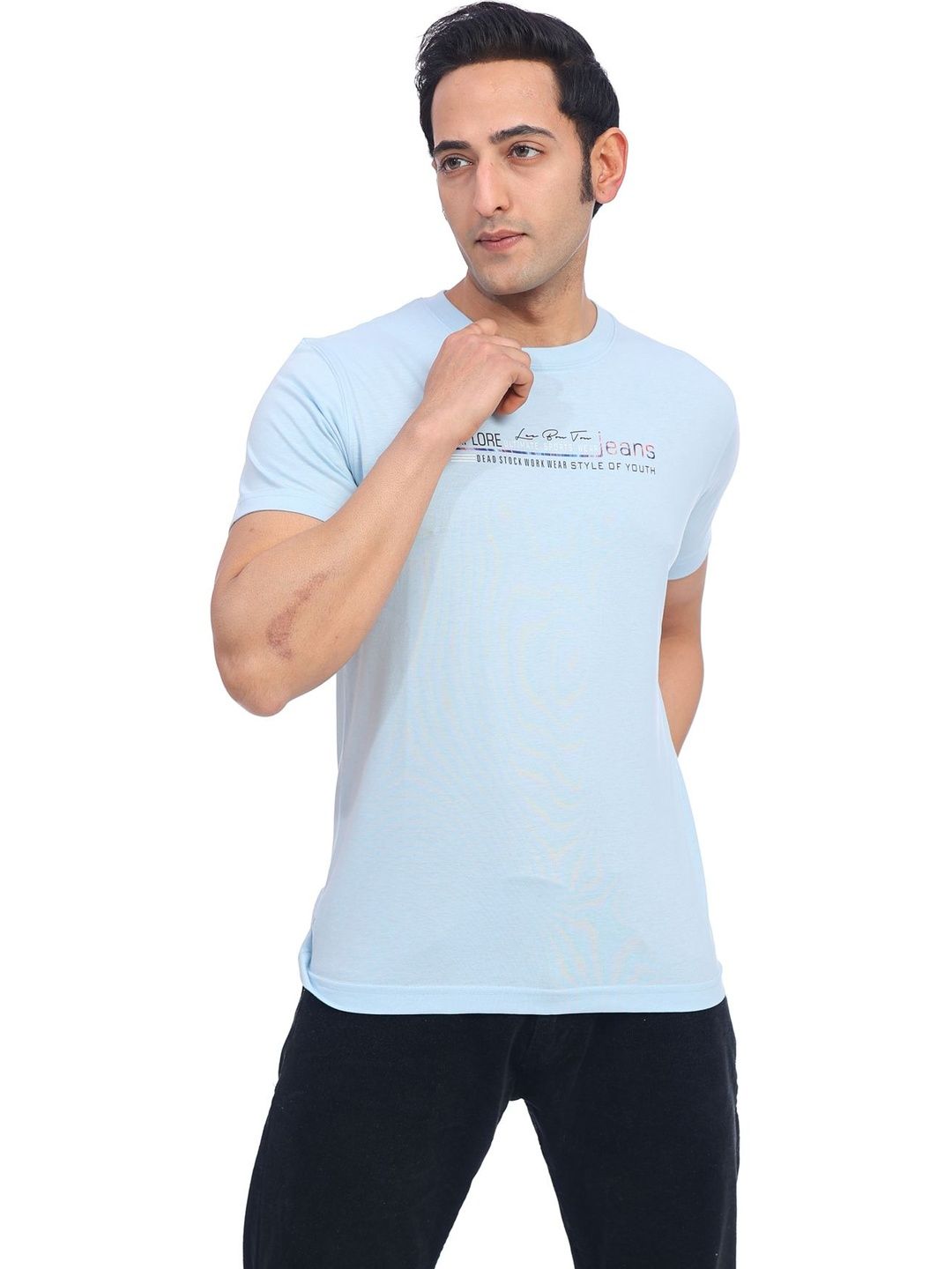 AXMANN Men Typography Printed Round Neck Short Sleeves Cotton T-shirt