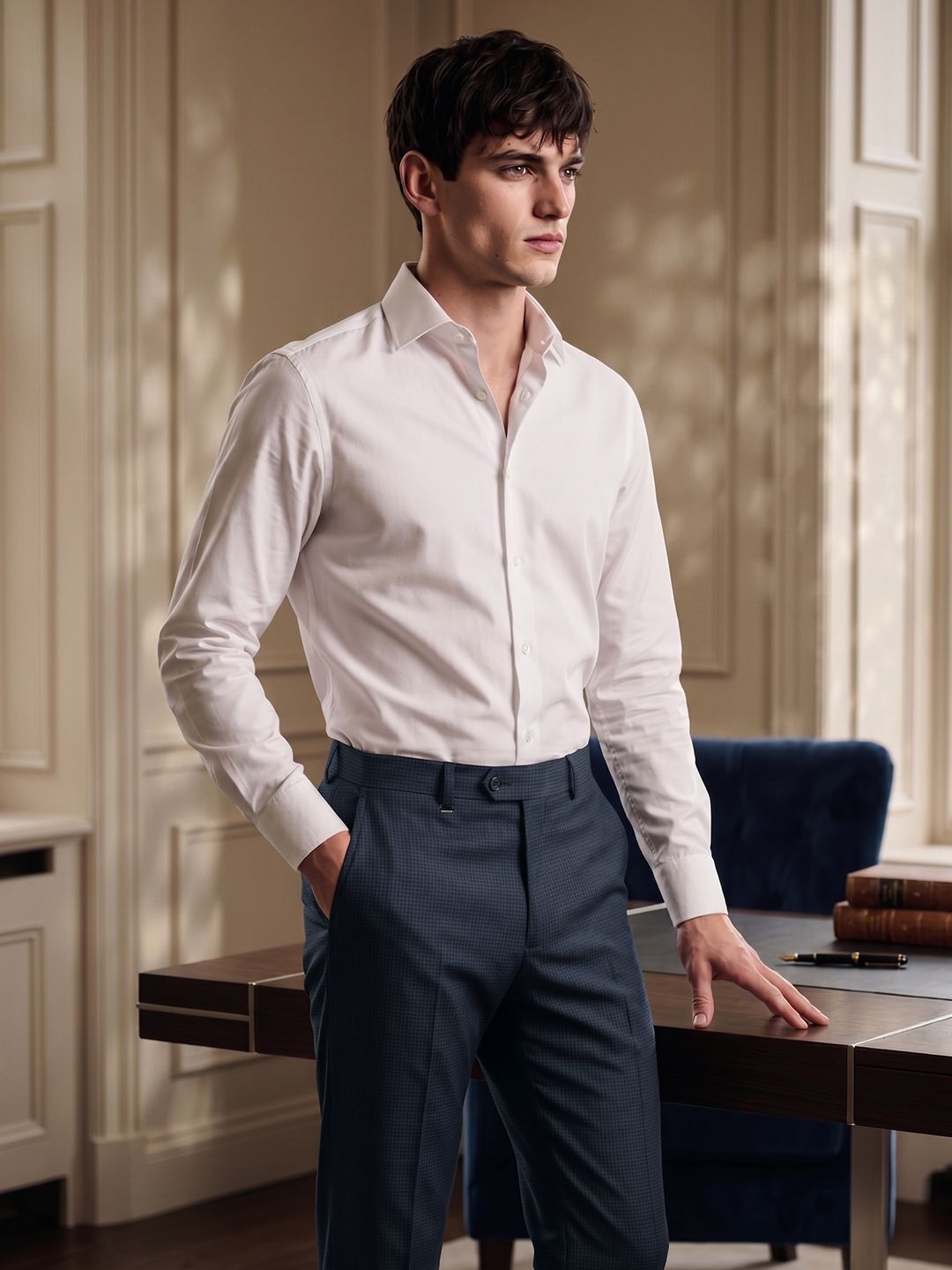 Van Heusen Men Slim Fit Formal Trousers