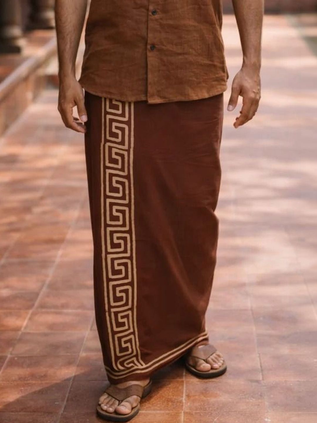 CRYSTAL HEAL Men Printed Cotton Blend Dhoti Dhotis