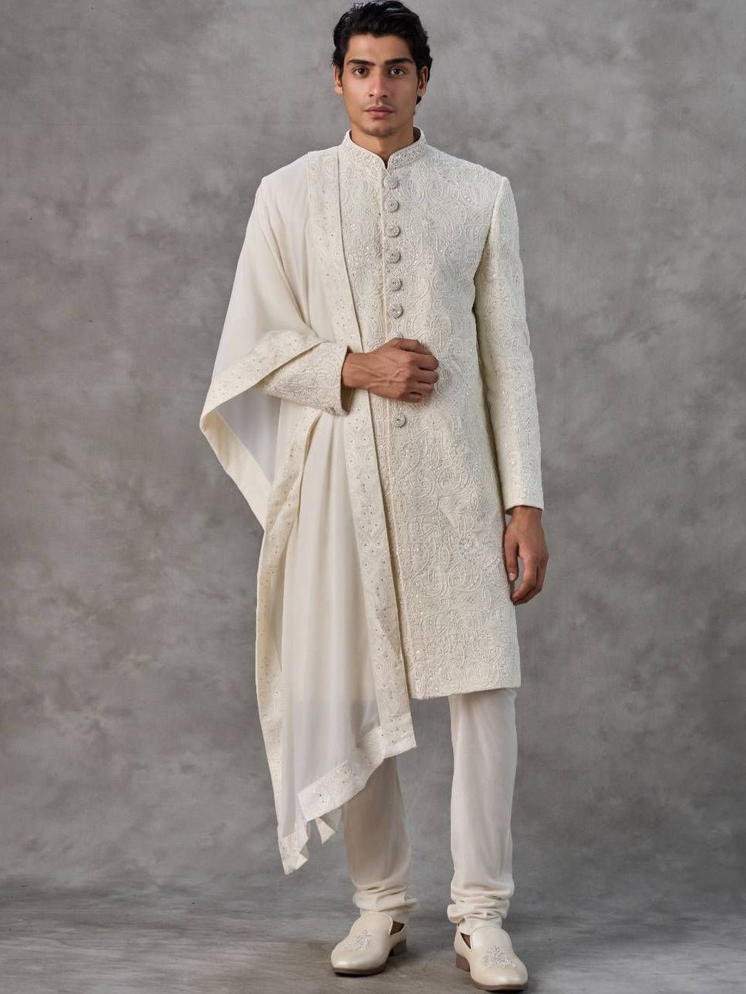 Twamev Embroidered Sherwani Set With Dupatta